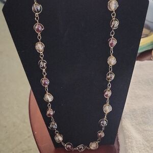 Elegant Gold and Brown Beaded Necklace